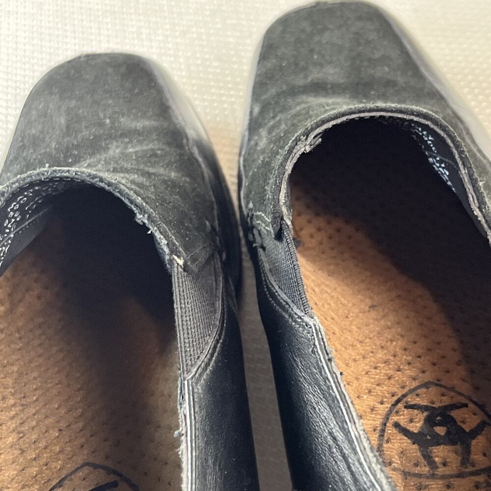 Ariat Shoes Womens 8.5 Loafers Black Leather Round Toe Low Top Slip On Suede - Picture 11 of 13